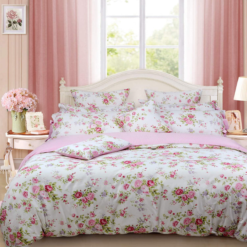 Duvet Cover Set-Pink Grid