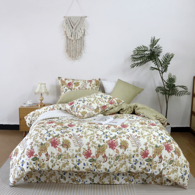Duvet Cover Set-Yellow Pink Floral
