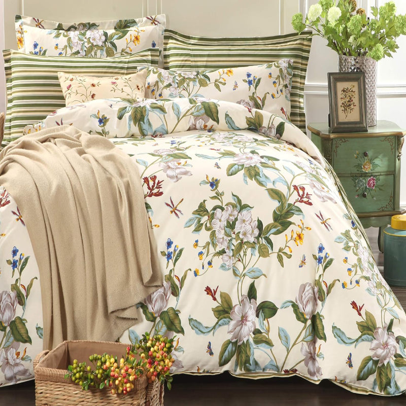 Duvet Cover Set- White Flower Branches