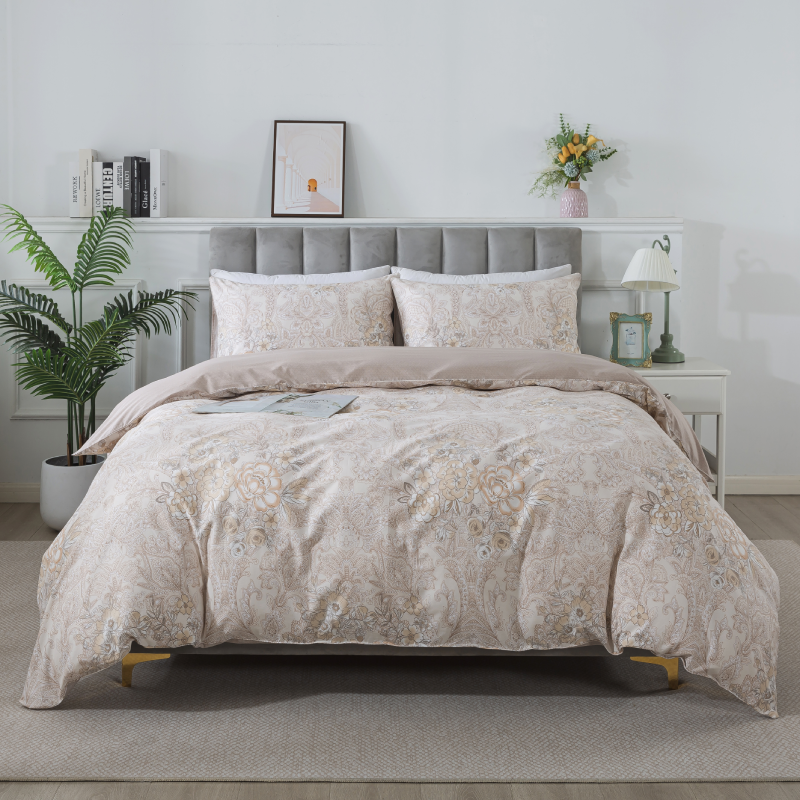 Duvet Cover Set-Grey Paisley Flower