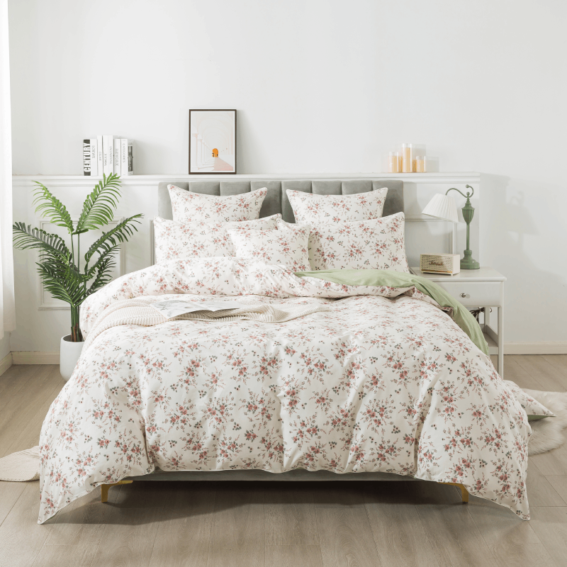 Duvet Cover Set-Beige Rose Floral
