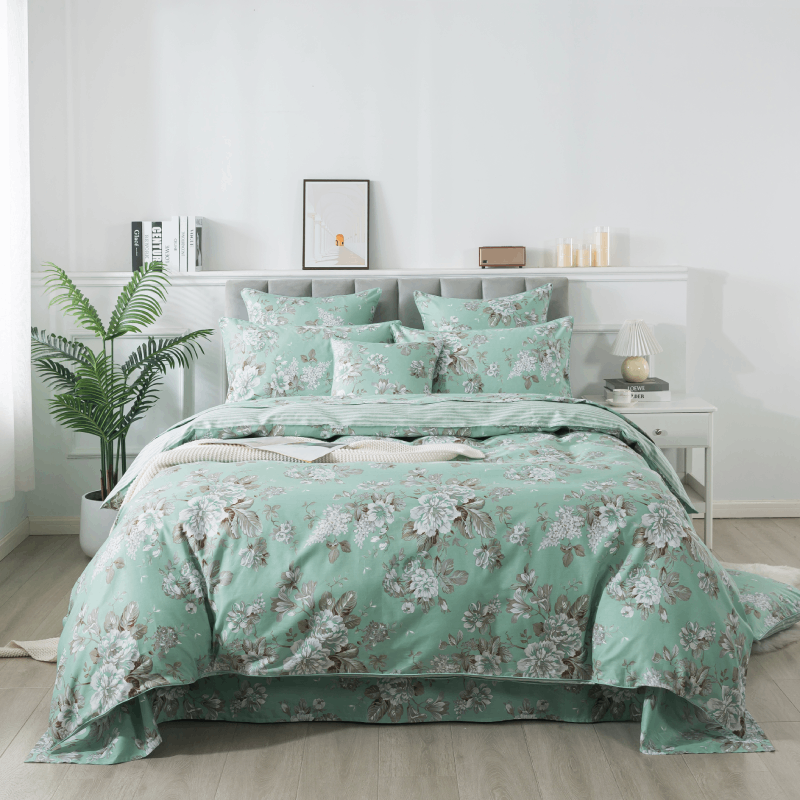 Duvet Cover Set- Green Toile Floral
