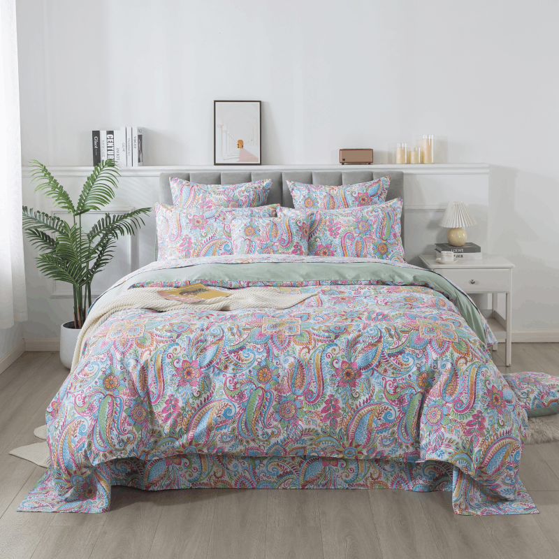 Duvet Cover Set-Pink Boho Paisley