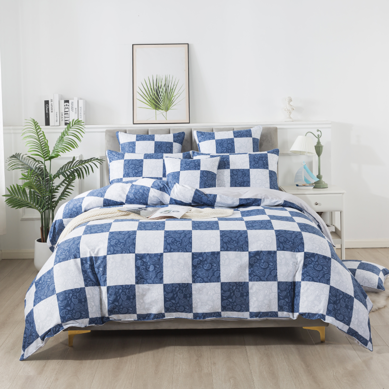 Duvet Cover Set-Grey Grid