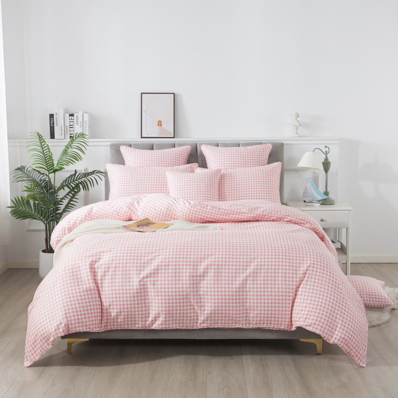 Duvet Cover Set-Grid White Gingham