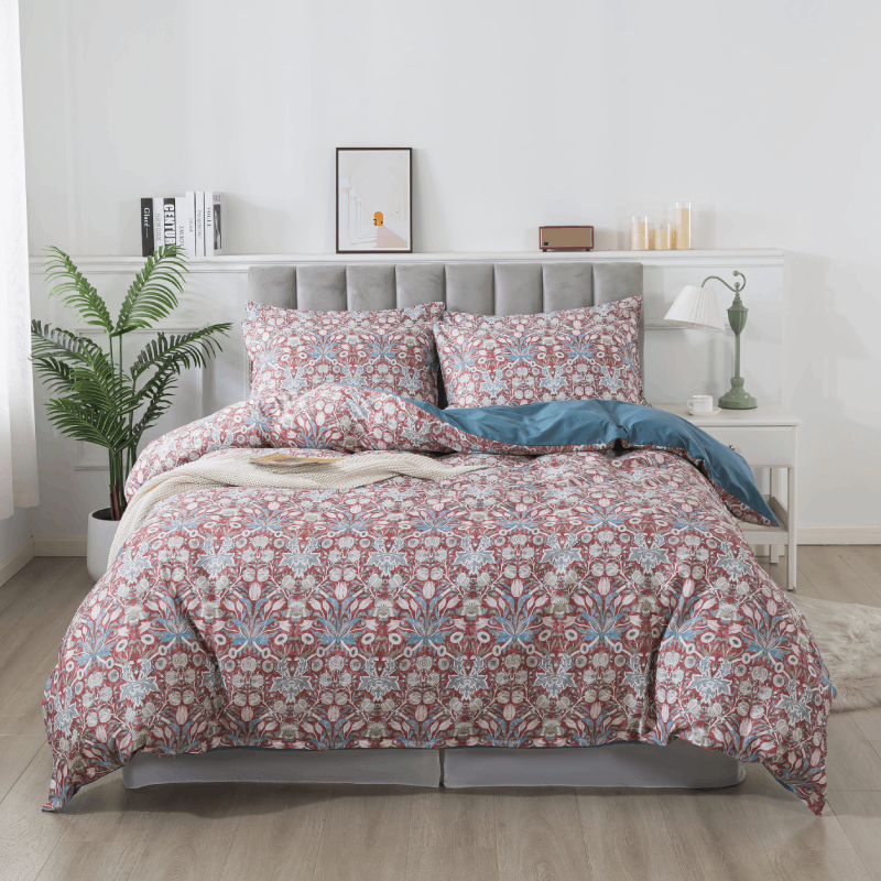 Duvet Cover Set-Dark Red Teal